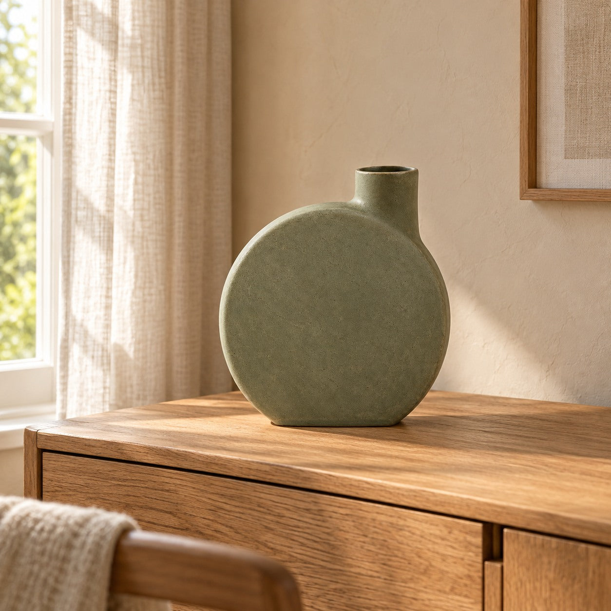 Ronde vaas met asymmetrische hals